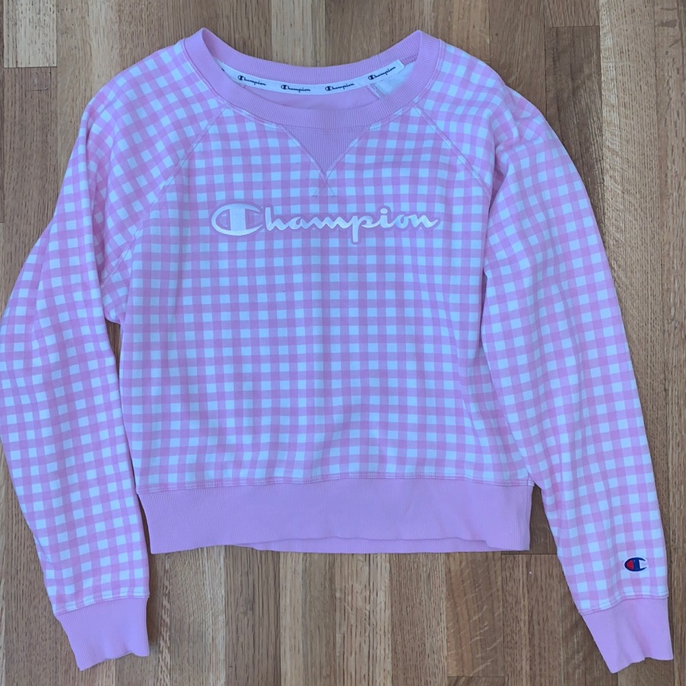 Champion Sweat-shirt- Pink and White Gingham